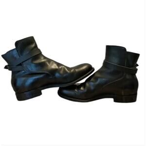 Vtg. Dehner Men's Black Leather Strap Boots 10.5 Police Trooper Combat